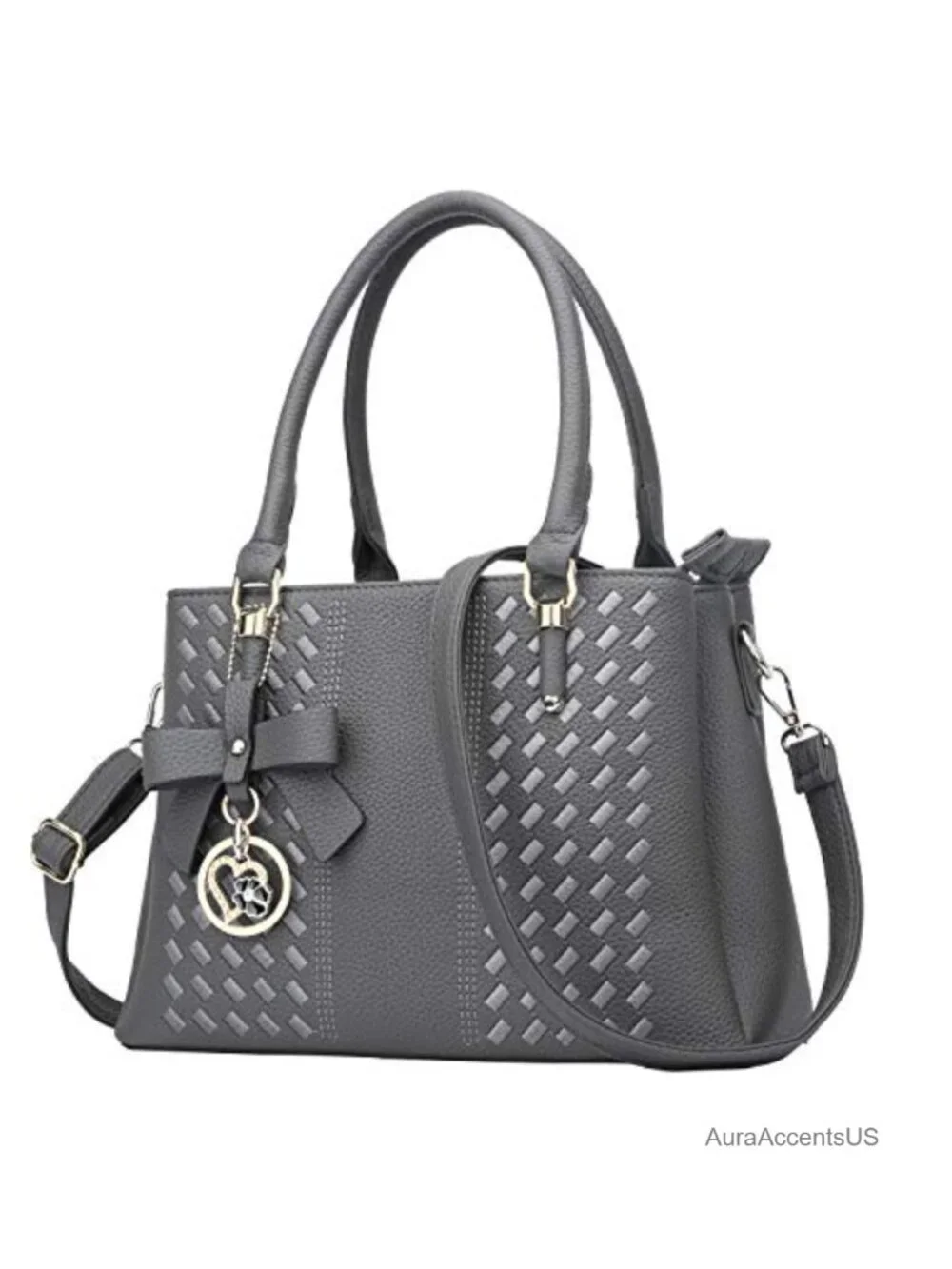 PU Leather Satchel Handbag Crossbody Shoulder Bag 3 Compartments Zipper
